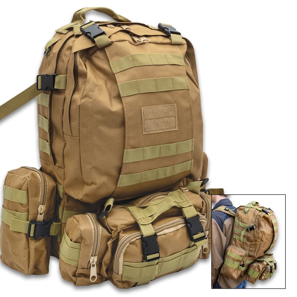 Full image of the tan Gear Assault Pack. image number 0
